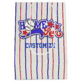 Red White en Blue Home Run Baseball Striped Medium Cadeauzakje (Achterkant)