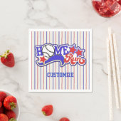 Red White en Blue Home Run Baseball Striped Napkin Servetten (Insitu)