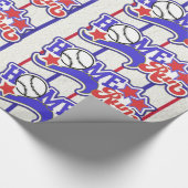 Red White en Blue Home Run Baseball Striped Paper Cadeaupapier (Hoek)