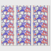 Red White en Blue Home Run Baseball Striped Paper Cadeaupapier (Vlak)