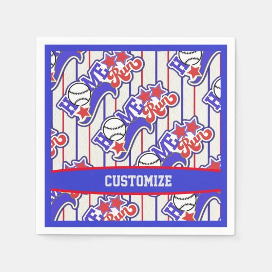 Red White en Blue Home Run Baseball Striped Servet (Voorkant)
