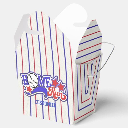 Red White en Blue Home Run Baseball Striping Box Bedankdoosjes (Geopend)