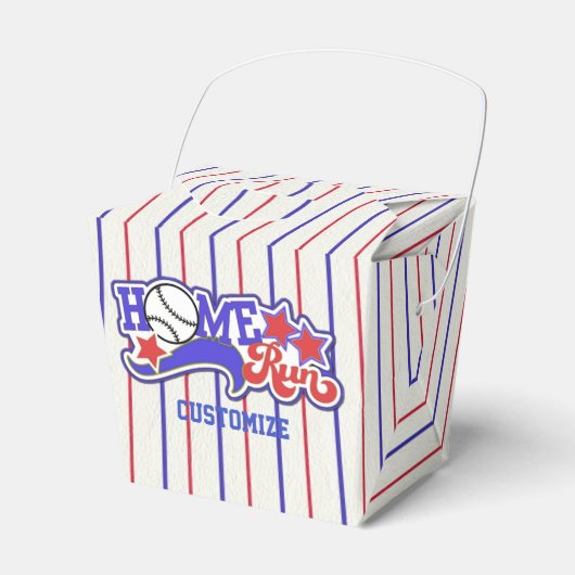 Red White en Blue Home Run Baseball Striping Box Bedankdoosjes (Voorkant Zijde)