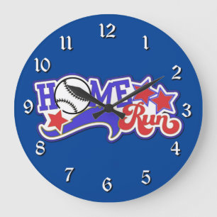Red White en Blue Home Run Baseball-wandklok Grote Klok