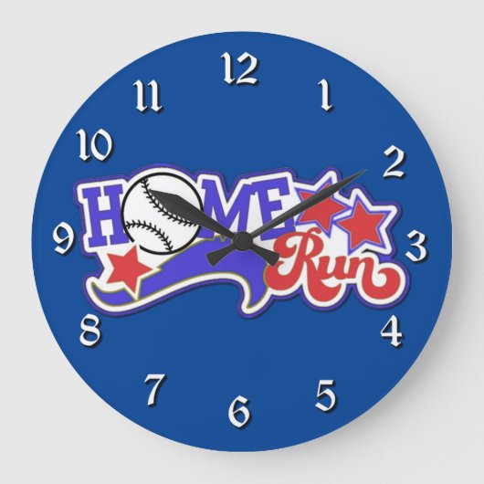 Red White en Blue Home Run Baseball-wandklok Grote Klok (Voorkant)