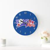 Red White en Blue Home Run Baseball-wandklok Grote Klok (Huis)