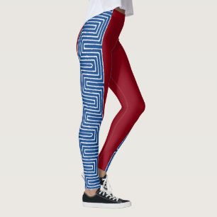Red White en Blue Maze African Mud Cloth Leggings
