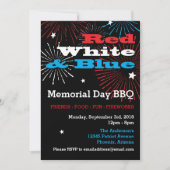 Red White en Blue Memorial Day BBQ Kaart (Voorkant)