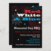 Red White en Blue Memorial Day BBQ Kaart (Voorkant / Achterkant)
