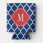 Red White en Blue Moroccan Quatrefoil Monogram Blikjeskoeler (Voorkant)