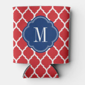 Red White en Blue Moroccan Quatrefoil Monogram Blikjeskoeler (Voorkant)