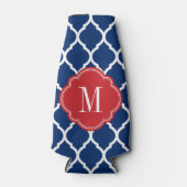 Red White en Blue Moroccan Quatrefoil Monogram Flesjeskoeler (Voorkant)