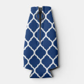 Red White en Blue Moroccan Quatrefoil Monogram Flesjeskoeler (Achterkant)