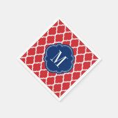 Red White en Blue Moroccan Quatrefoil Monogram Servet (Hoek)