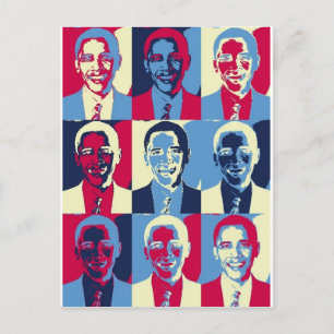Red, White en Blue Obama Pop Art Briefkaart