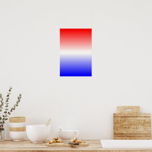 Red White en Blue Ombre Poster (Keuken)