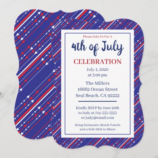 Red White en Blue op 4 juli Kaart (Voorkant / Achterkant)