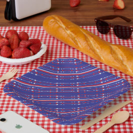 Red White en Blue op 4 juli Papieren Bordje