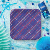 Red White en Blue op 4 juli Papieren Bordje (Feest)