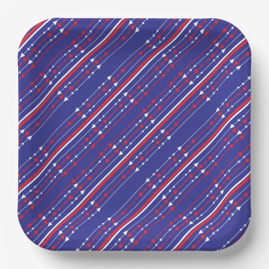 Red White en Blue op 4 juli Papieren Bordje (Voorkant)