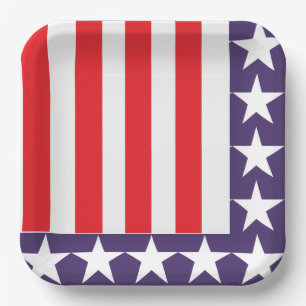 Red White en Blue op 4 juli Papieren Bordje