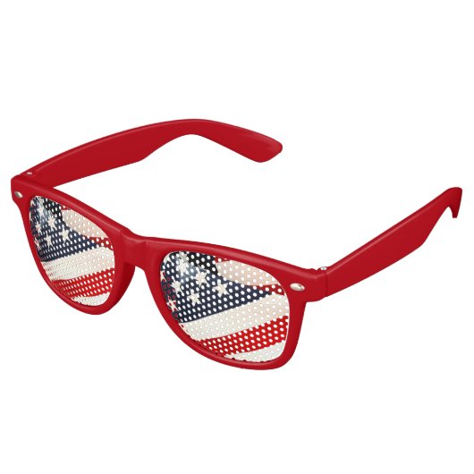 Red White en Blue Patriot Shade Retro Zonnebril (Gekanteld)