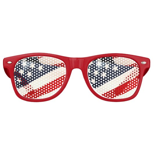 Red White en Blue Patriot Shade Retro Zonnebril (Voorkant)