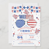 Red White en Blue Patriotic op 4 juli BBQ Kaart (Voorkant)
