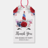 Red, White en Blue Patriotic Unicorn Cadeaulabel (Voorkant)