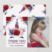 Red, White en Blue Patriotic Unicorn Kaart (Voorkant / Achterkant)