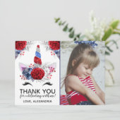 Red, White en Blue Patriotic Unicorn Kaart (Staand voorkant)