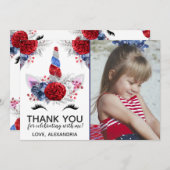 Red, White en Blue Patriotic Unicorn Kaart (Voorkant / Achterkant)