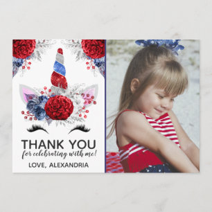 Red, White en Blue Patriotic Unicorn Kaart