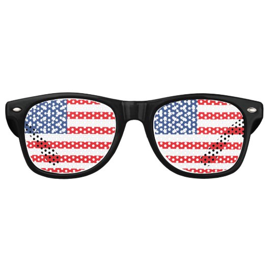 Red White en Blue Patriotic USA American Flag Retr Retro Zonnebril (Voorkant)