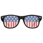 Red White en Blue Patriotic USA American Flag Retr Retro Zonnebril (Voorkant)