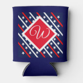 Red White en Blue Pattered Custom Initiaal Blikjeskoeler (Voorkant)