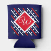 Red White en Blue Pattered Custom Initiaal Blikjeskoeler (Achterkant)