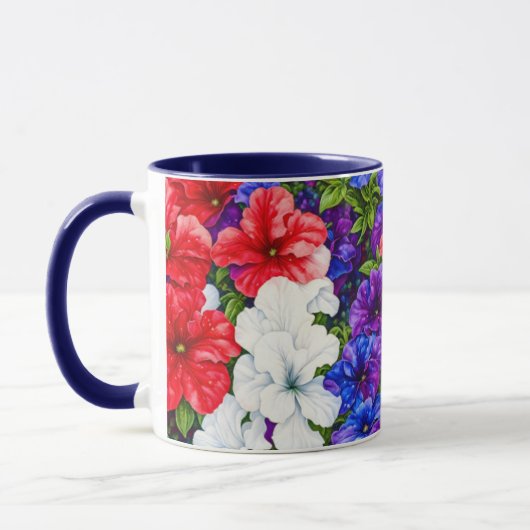 Red White en Blue Petunia Flowers Mok Cup (Links)