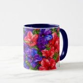 Red White en Blue Petunia Flowers Mok Cup (Voorkant rechts)