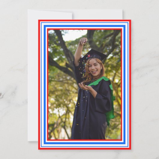 Red White en Blue Photo Graduparty Kaart (Achterkant)