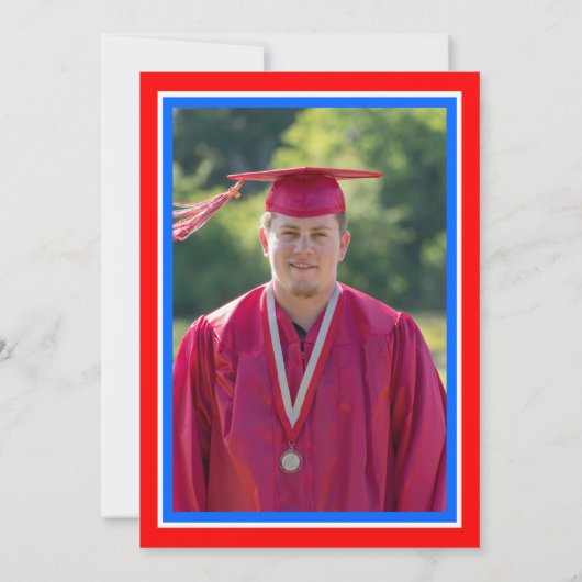 Red White en Blue Photo Graduparty Kaart (Achterkant)