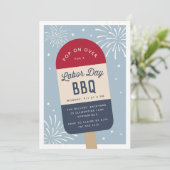 Red White en Blue Pop Labour Day BBQ Kaart (Staand voorkant)