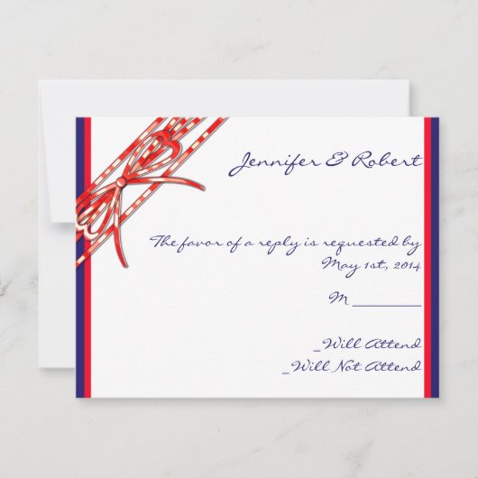 Red White en Blue Response Card RSVP Kaartje (Voorkant)