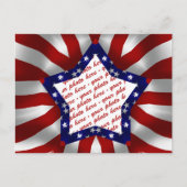 Red White en Blue Satin Star Photo Lijst Briefkaart (Voorkant)