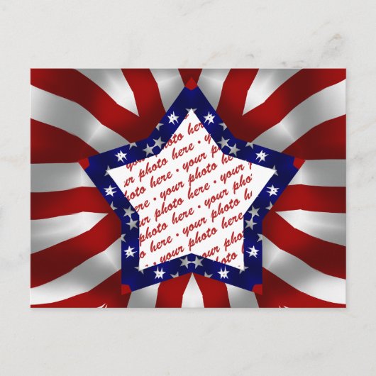 Red White en Blue Satin Star Photo Lijst Briefkaart (Voorkant)