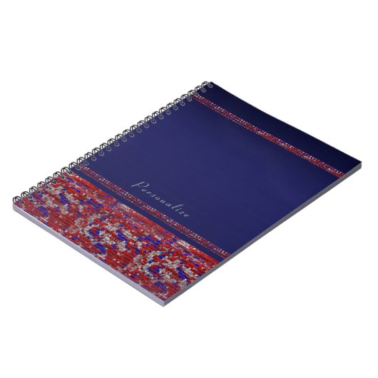 Red White en Blue Sparkle Sequins op 4 juli Bling Notitieboek (Linkerzijde)
