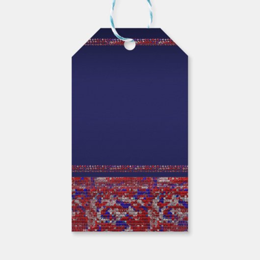 Red White en Blue Sparkle Sequins op 4 juli Cadeaulabel (Achterkant)