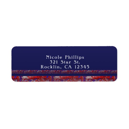 Red White en Blue Sparkle Sequins op 4 juli Etiket (Voorkant)