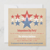 Red, White en Blue Star Cascade, 4e juli Uitnodigi Kaart (Voorkant)