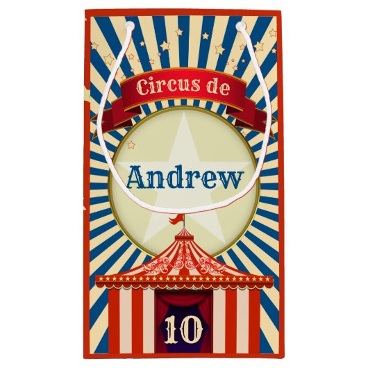 Red White en Blue Star Circus Big Top Klein Cadeauzakje (Achterkant)